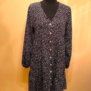 Black and white print button down empire dress.